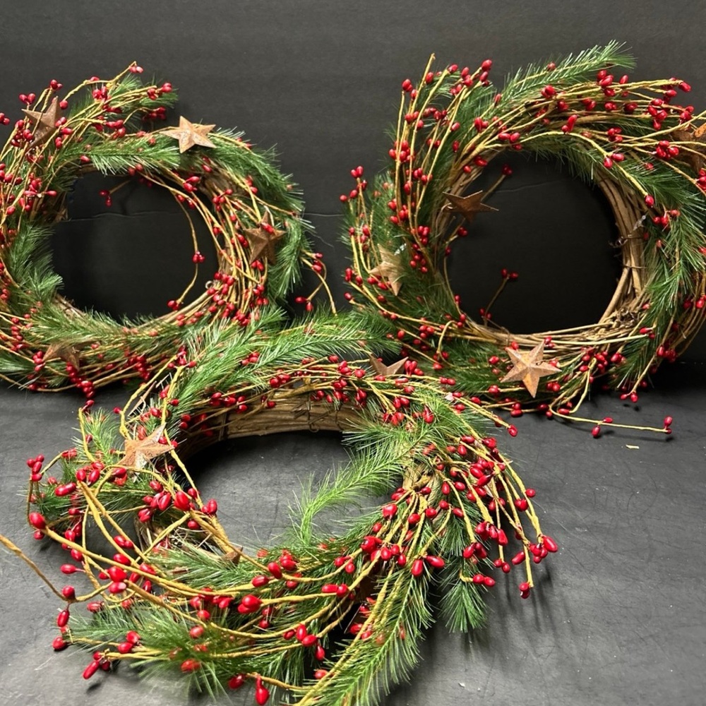Festive Red Berry and Pine Holiday Wreath - Brand